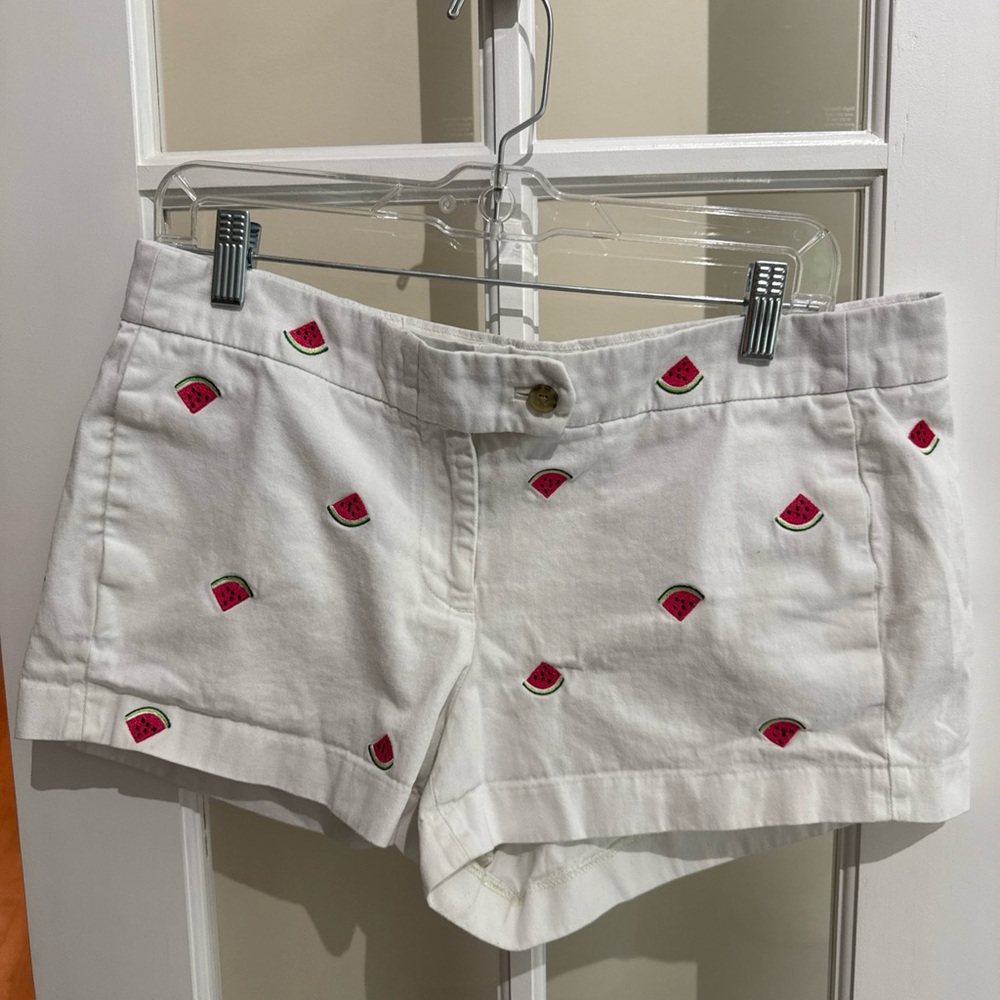 J Crew Chino Shorts Womens Size 10 Watermelon Embroidered Low Rise Summer